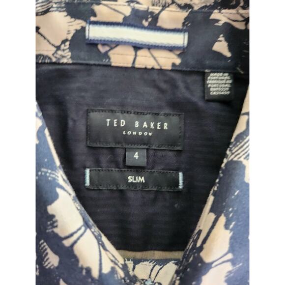 Ted BakerAibsho Short Sleeve Monochrome Floral Short Sleeve Shirt Size 4 / US L - Picture 6 of 9